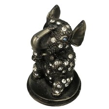 Vintage BOMBAY RHINESTONE COVERED PEWTER ELEPHANT Figure (BOTTLE STOPPER) *read