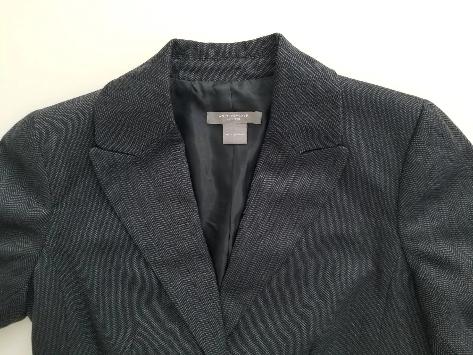 Ann Taylor Petite Black & Gray Herringbone Patter… - image 3