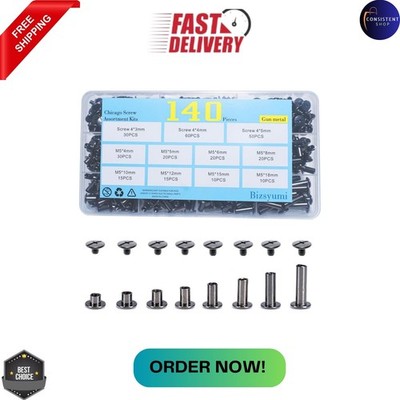 140 Sets Chicago Screws Kit M4 M5 Binding Rivets for Leather Belt Book DIY
