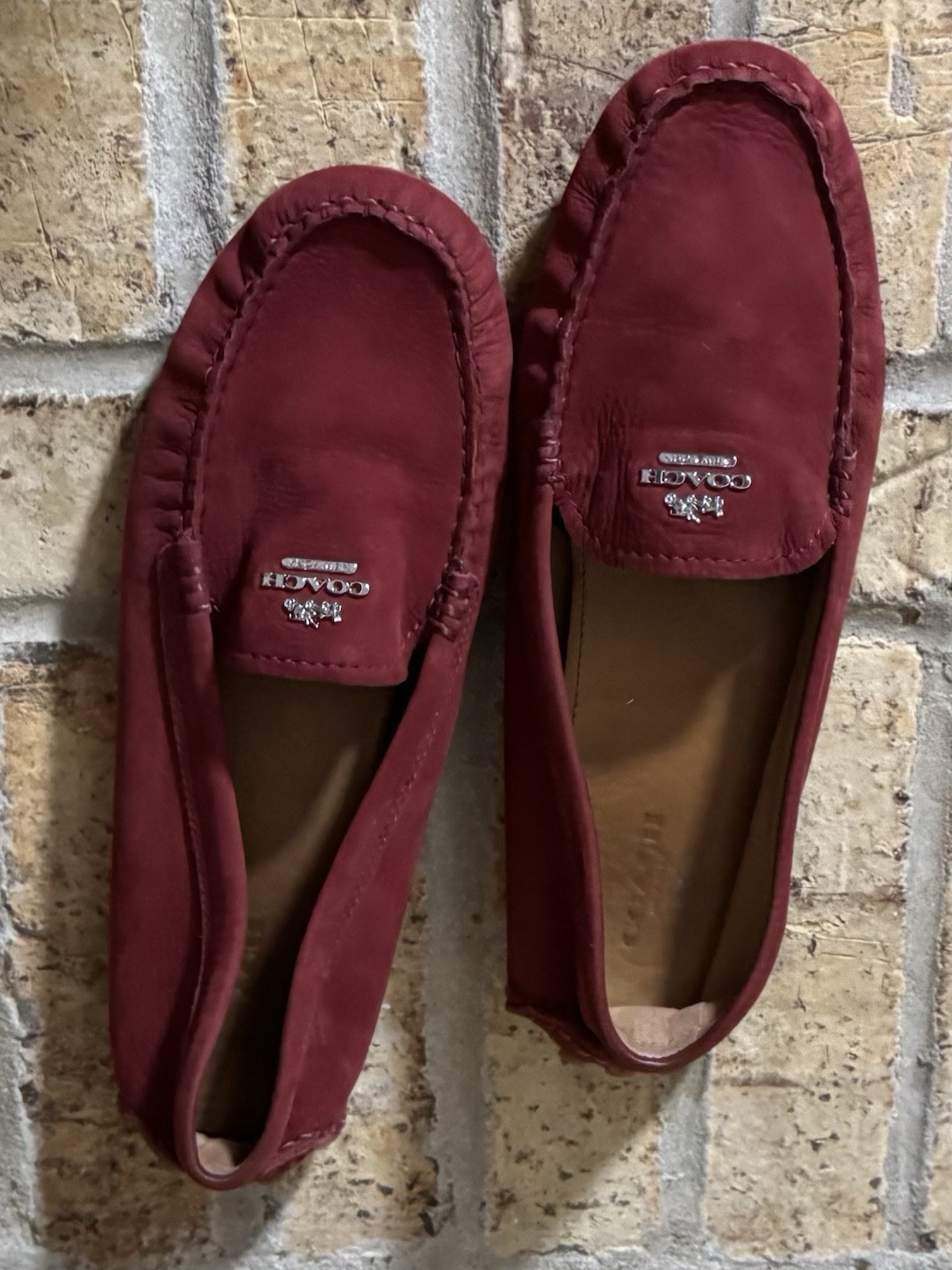 Coach Nancy Red Leather Moccasin Comfort Shoes Women's Size 9.5B Slip On