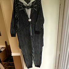 Disney Jack Skellington Nightmare Before Christmas Hooded Fleece Zip One piece L