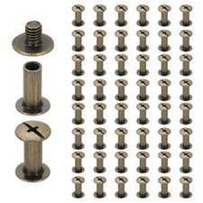 50 Set Phillips Chicago Screw M4 x 12mm Metal Binding Post Screw Bronze