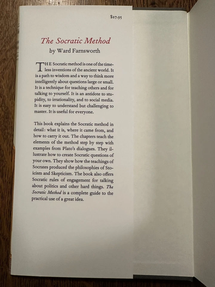 BRAND NEW The Socratic Method by Ward Farnsworth 2021 HC/DJ PHILOSOPHY PLATO - Image 3 of 4