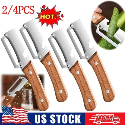 2 in 1 Multi Functional Vegetable Peeler with Bottle Opener and Wooden Ha 2/4PCS