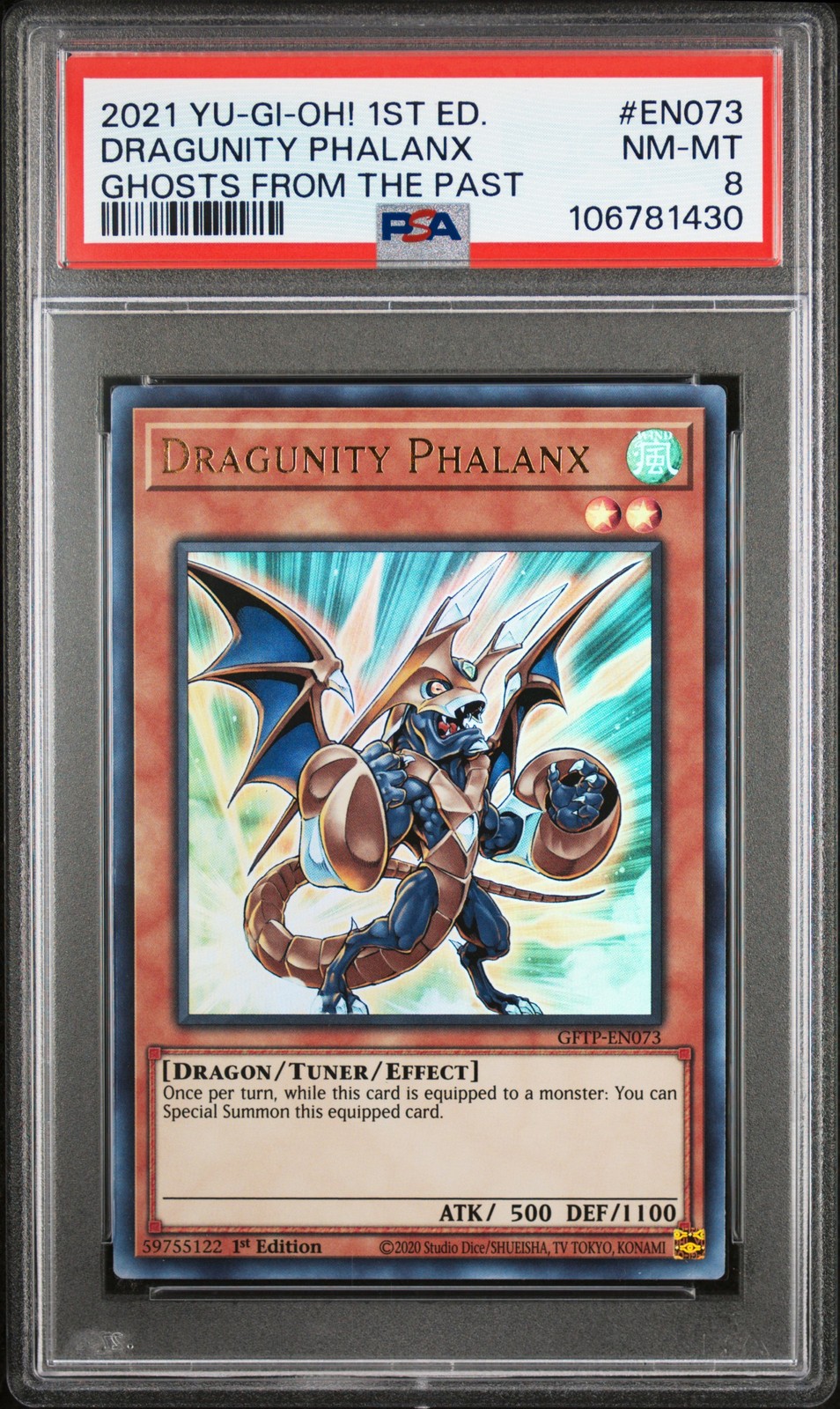 2021 YU-GI-OH! GHOSTS FROM THE PAST 1ST EDITION #EN073 DRAGUNITY PHALANX PSA 8 view 1