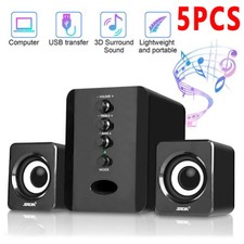 5x USB Computer Speakers System Stereo Bass Subwoofer LED for Desktop Laptop PC