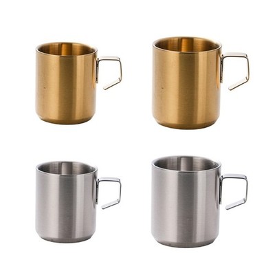 4Pcs Stainless Steel Coffee Mugs Heat Resistant Milk Drinking Cup with Handle