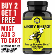 Angry Supplements Angry Energy Pills All Natural Weight Loss Booster w Caffeine