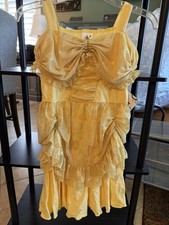 Disney Tinker Bell Yellow Fit Flare Dress 7/8 Knee Sleeveless Costume