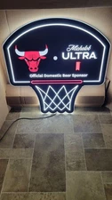 Michelob Beer Chicago Bulls Basketball Hoop LED Light Up Sign Jordan New