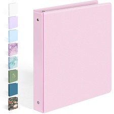 1 Inch Binder with Pockets, 3 Ring Heavy Duty, 8.5x11 Paper, Pink