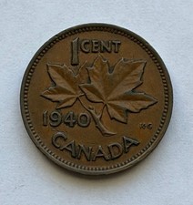 1940 CANADA 1 CENT BRONZE KING GEORGE VI COIN CIRCULATED USED FINE CONDITION