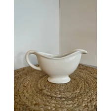 Vintage white porcelain sauce or gravy boat, retro restaurant ware