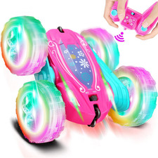 Remote Control Car for Girls : Pink RC Car Double Sided 360 Flip Stunt Cars with