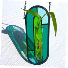 Stained Glass Plant Propagation Station, Hanging Style C01 Aqua Green 