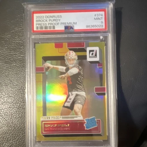 Donruss 2022 Brock Purdy Rated Rookie Press Proof Premium #374 PSA 9 ssp