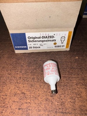 25 NOS SIEMENS 5SB2 21 4 AMP 500 VOLT ORIGINAL DIAZED FUSES . B428