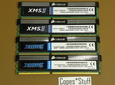 Corsair XMS3 CMX8GX3M2A1333C9 DDR3 PC3-10600u LOT (4) x 4GB = 16GB