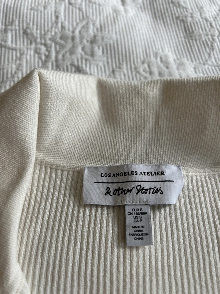 And Other Stories Los Angeles Atelier Collared Short 3/4 Sleeved Top S Ribbed - Image 2 of 4