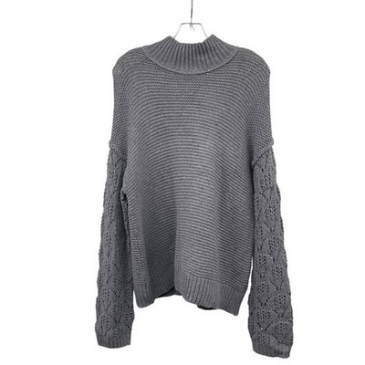 Universal Thread Womens Knit Pullover Sweater Mock Neck Gray Size Large