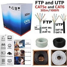 305M RJ45 Cat6 Cat5e FTP UTP Ethernet Network INDOOR/OUTDOOR Roll Cable Lead LOT