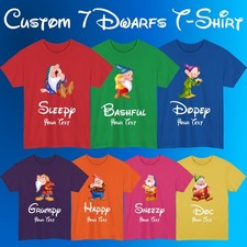 Personalised Seven Dwarfs T-Shirt Dwarf Custom Name Adults & Kids Gift Tee Top