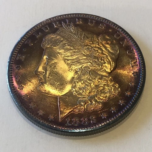 1882 S Morgan Silver Dollar Pristine Gem BU P/L Monster Toned Gem ((Gorgeous))