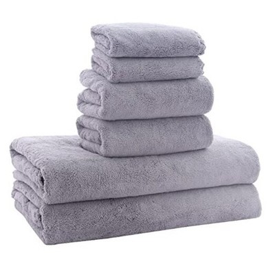 Ultra Soft Towel Set - Quick Drying - 2 Bath Towels 2 6 Piece Towel Set Grey