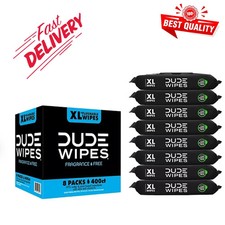 DUDE WIPES XL Fragrance-Free Flushable Wipes 8 Packs, 400 Wipes Total