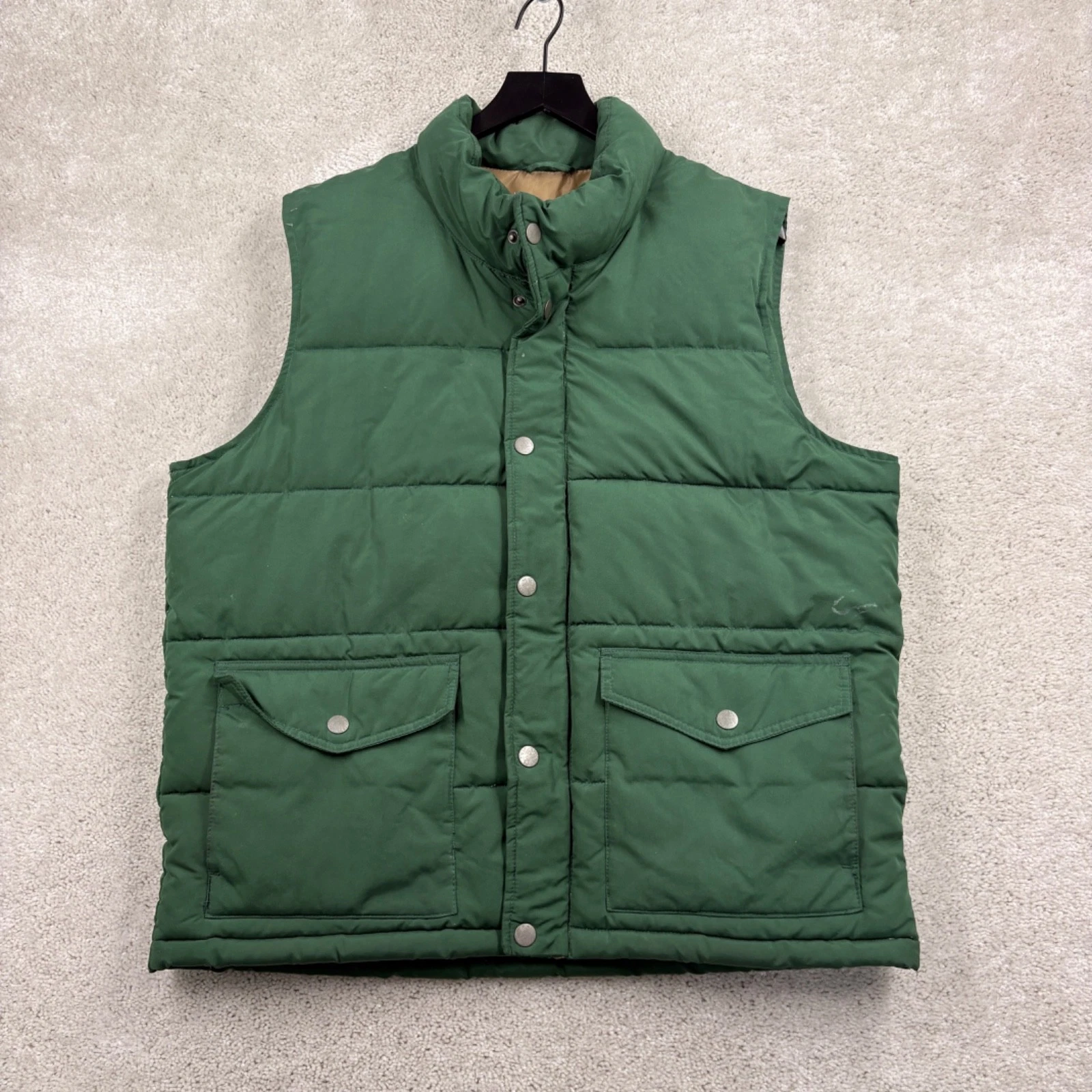Old Navy Puffer Vest Mens Size Large Green Full Zip Pockets Sleeveless Insulated