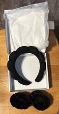 Women's Spa Headband Set with Wristbands Black NWT In Original Packaging New NWT