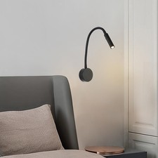 Image of Modern Bedside Reading Lamp 3W Spotlight Fixture Flexible Hose Night Lights Wall