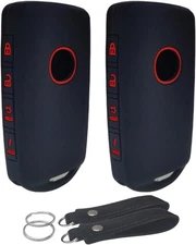 Silicone Key Fob Cover Remote Keyless Case Protector Black with Red 