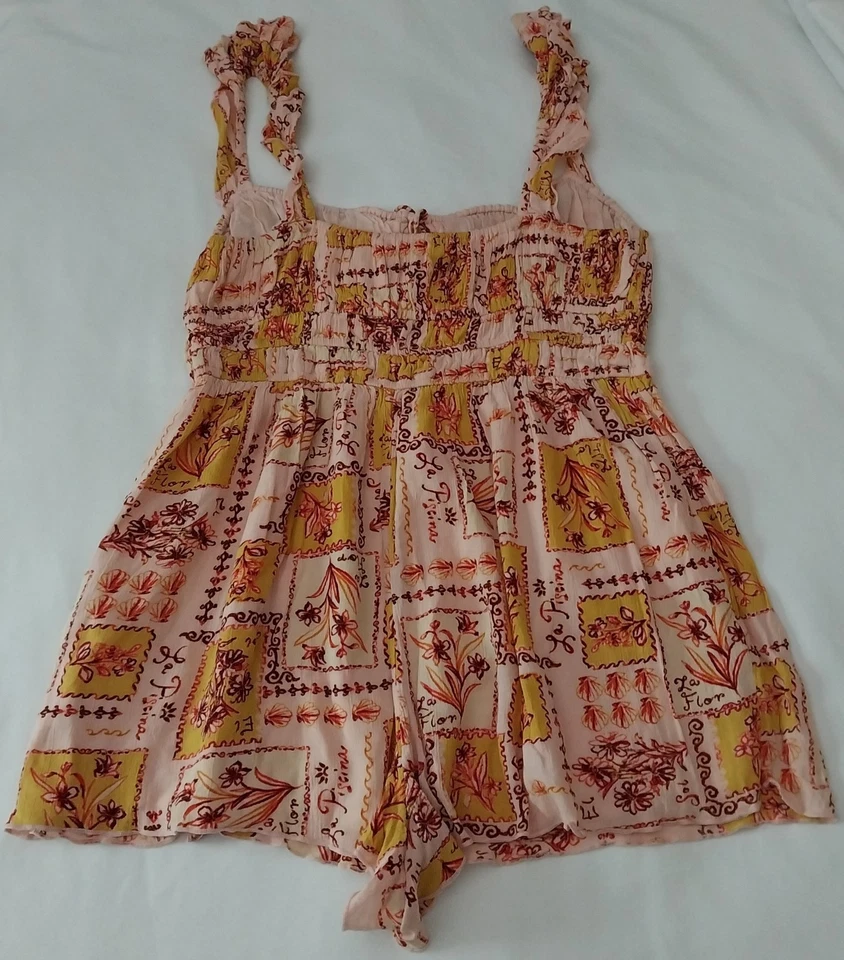 Mameluco Urban Outfitters Mujer L Naranja Cintura Elástica Calada 100% Viscosa ~ Usado Foto 2 de 4