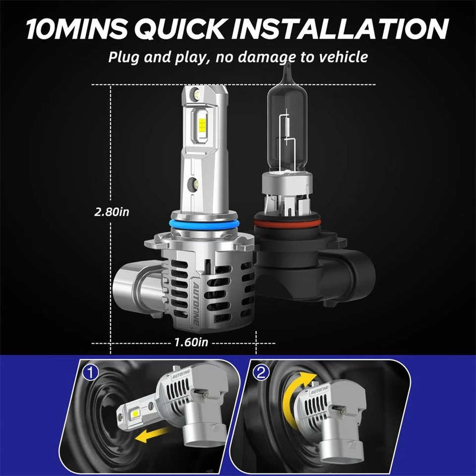 2x 9005 LED Headlight Super Bright Bulbs Kit White 6500K 360000LM High/Low Beam - Image 4 of 4