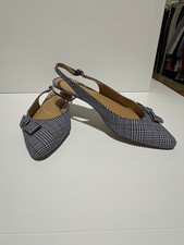 Talbots Flats Tweed Front Bow Ankle Strap Low Heel 8M