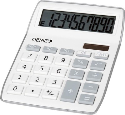GENIE 840S Taschenrechner Großes Display 10-stellig Dual-Power weiß V2512