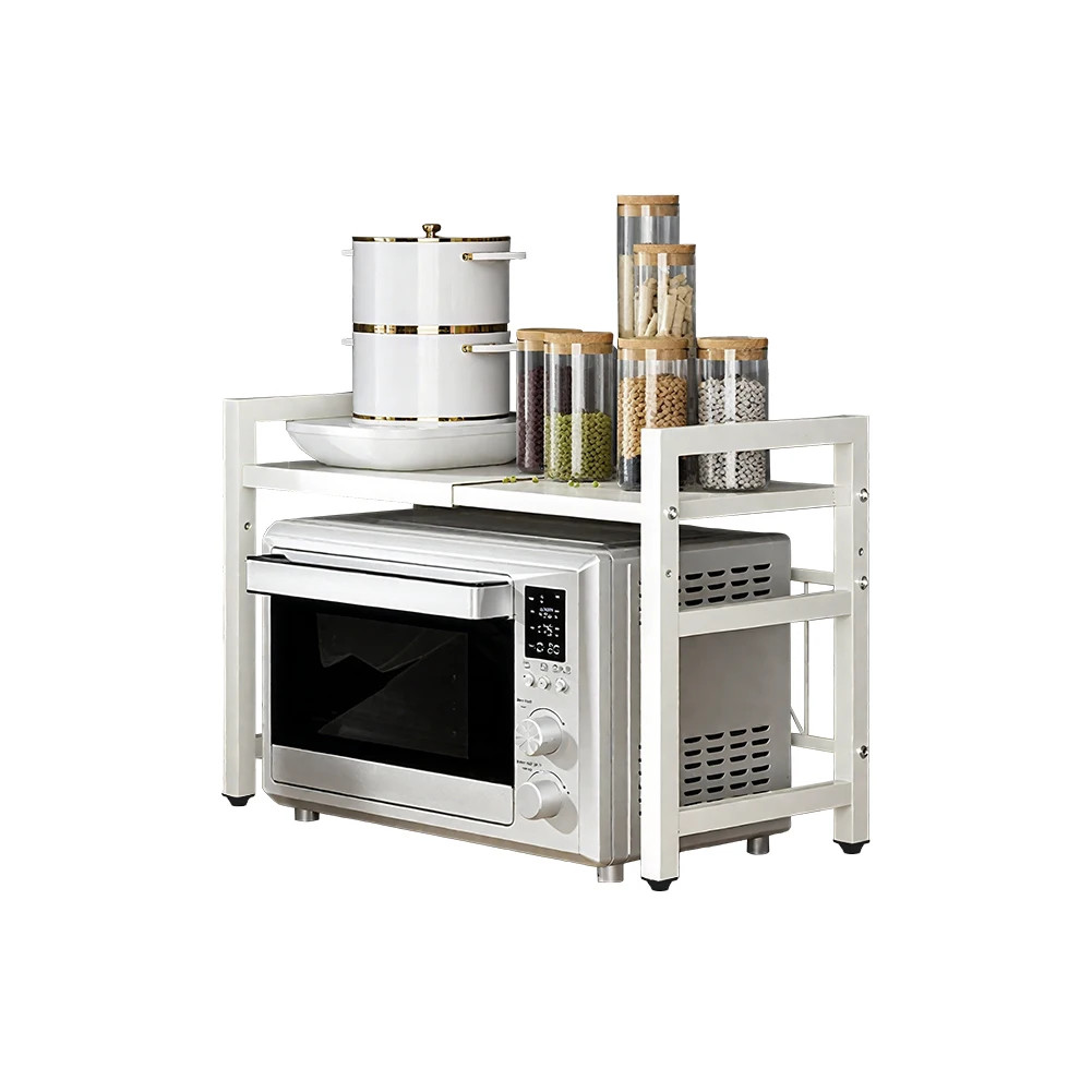 Expandable Microwave Shelf Organizer 42–64cm Kitchen Counter Storage Rack