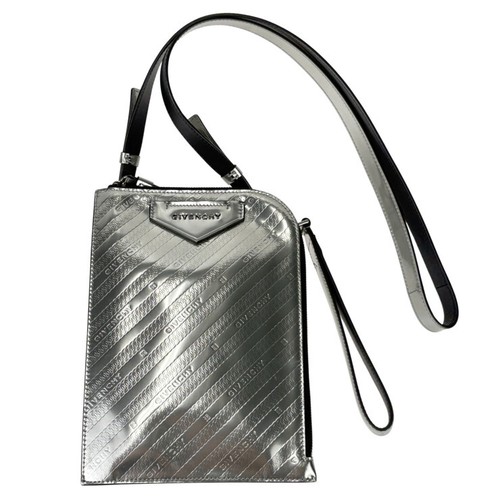 GIVENCHY Handbag Antigona Portfolio Pouch Patent Leather 2WAY Silver Authenticit