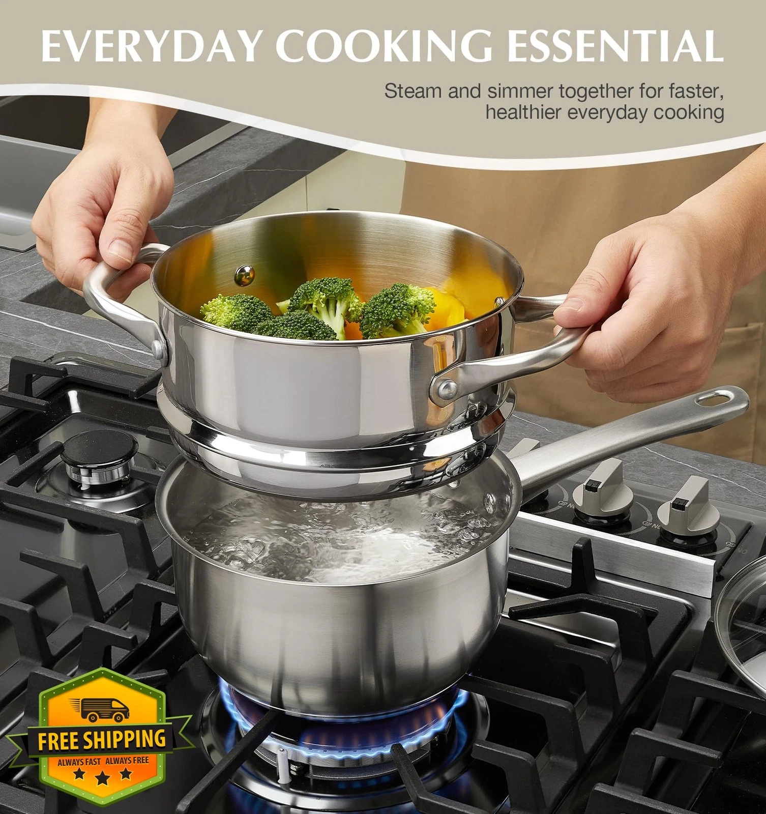 KOCH SYSTEME CS Stainless Steel Cookware Set 10 Piece, Induction Compatible