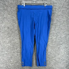 Counterparts Pants Women XL Blue High Rise Flat Front Capri Pull On Skinny Rayon