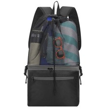 Mesh Beach Backpack Bag with Cooler Bottom, Mesh Beach Backpack for Summer Ca...