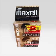 Maxell HGX Gold TC-30 VHS-C Camcorder Tape 30 Min Sealed NOS