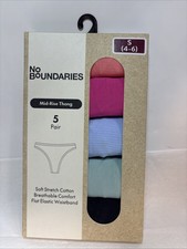 No Boundaries Women Mid Rise Thong Panties 5 Pair Multicolor Size Small 4-6