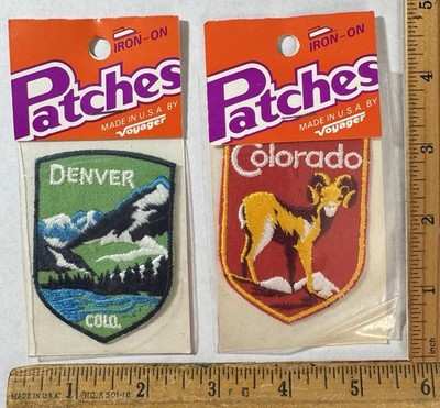 Vintage Lot 2 Denver Colorado Mountains Ram Sheep Patch Voyager Travel Souvenir
