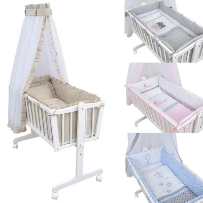 BABY-DELUX Baby Wiegenset Bettwäsche Set für Babywiege mehrteilig 100% Baumwolle