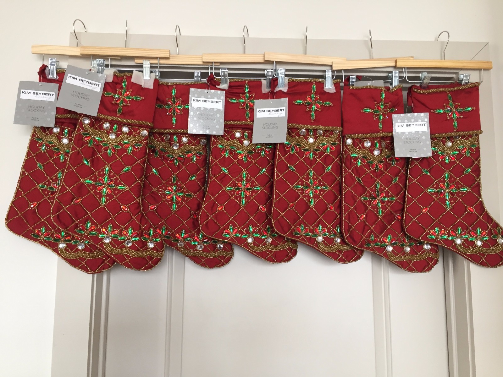 Kim Seybert Christmas Stocking (One) Beaded Brand New Red Green Last