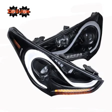 For 12-17 Hyundai Veloster Smoked Projector Headlight Sequential Signal LED DRL