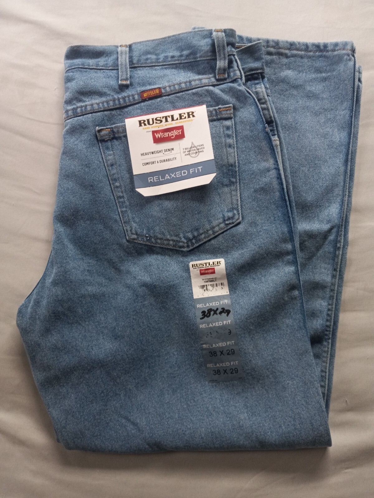 NWT Wrangler Rustler Men 38x29 Relaxed Fit Straight Leg Heavyweight ...