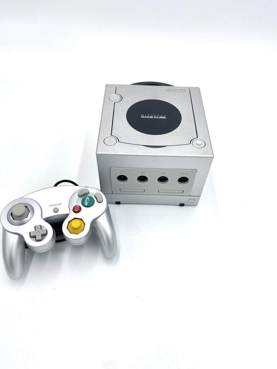 Nintendo GameCube Silver GC Console US Region+Controllers+Wires